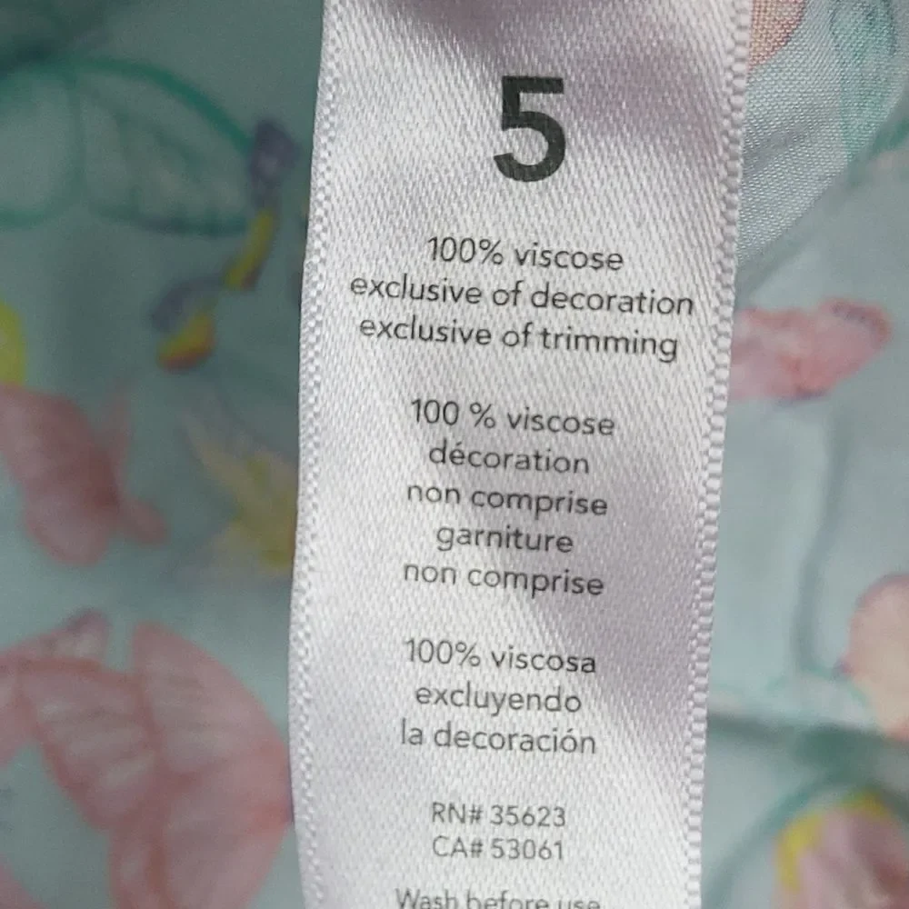 Carter's Blue Butterfly Print Top Pom Flutter Sleeve Shirt Pastel Aqua Blouse